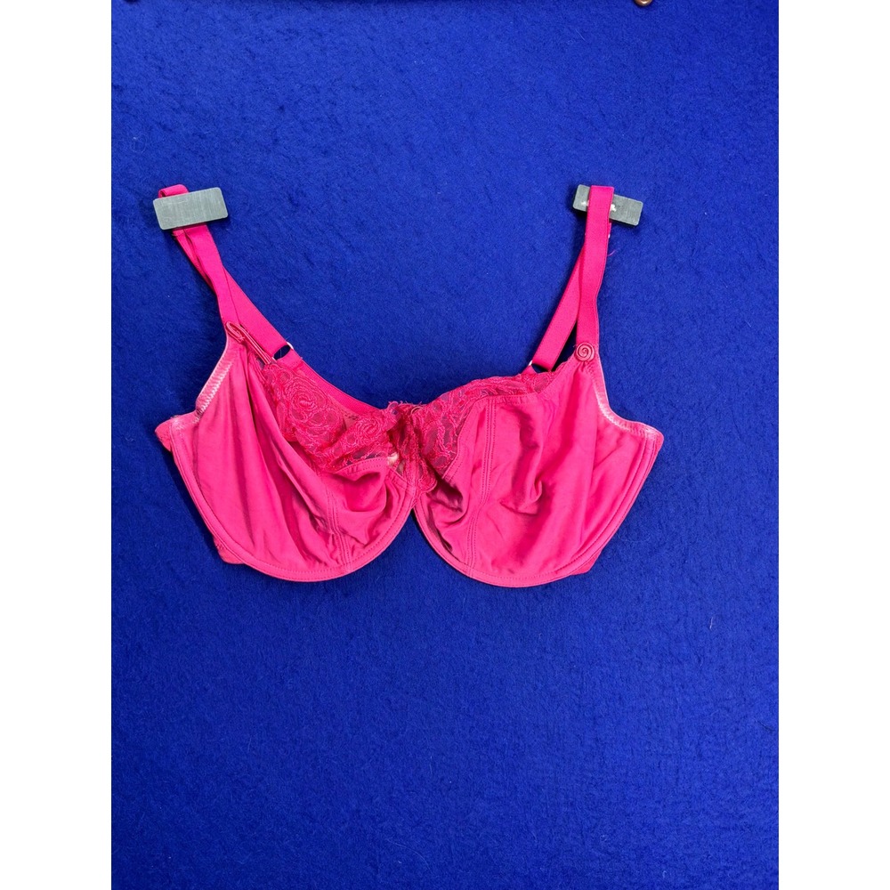 Barbiecore Womens Panache Superbra Harmony Lace Underwire Bra 40FF Hot Pink